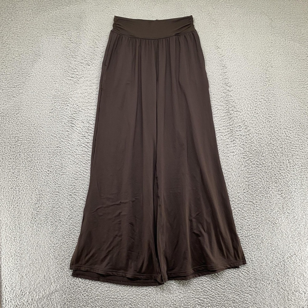Offline Aerie Wide Leg Hugger Pants Womens Medium Brown Side Slit Yoga Lounge